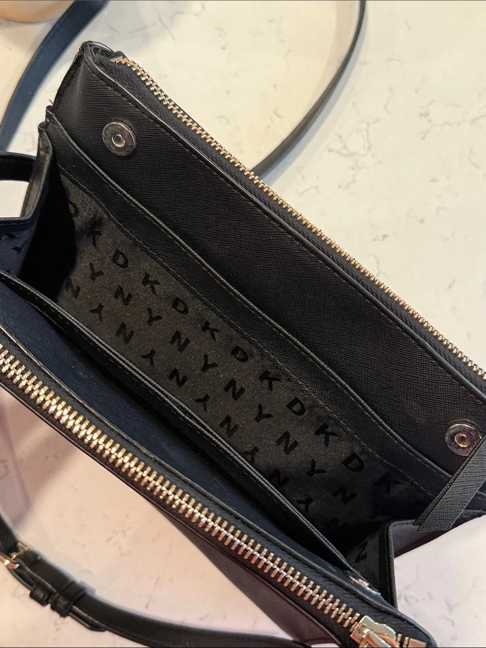 DKNY Black Leather Crossbody Belt Bag
